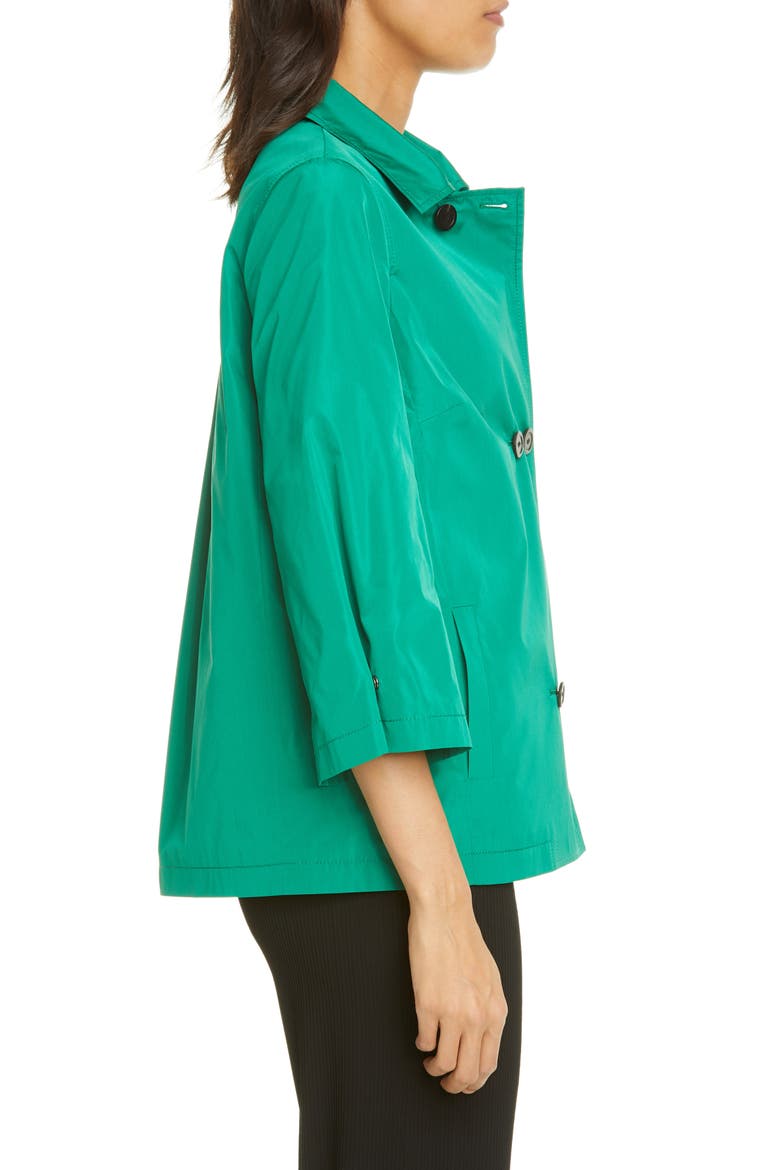 Lightweight Taffeta Double Breasted Jacket, Alternate, color, DARK GRASS GREEN