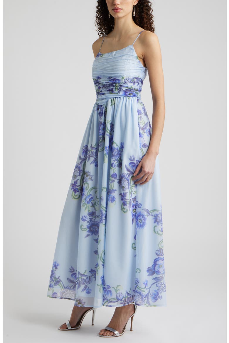 Floral Organza Party Dress, Alternate, color, BLUE SAVANNAH BOHO