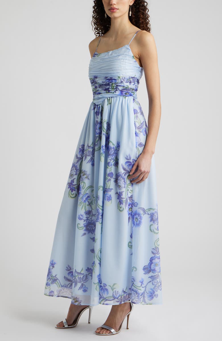 Chelsea28 Floral Organza Party Dress, Alternate, color, Blue Savannah Boho