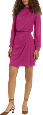 Donna Morgan Draped Long Sleeve Minidress