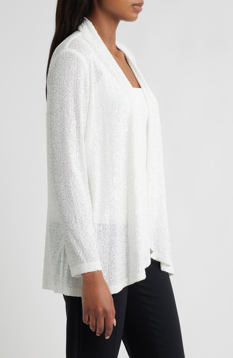 Anne Klein Sequin Draped Open Front Cardigan, Alternate, color,