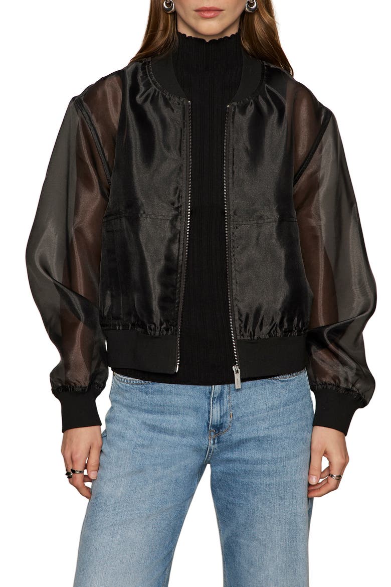 Shane Organza Bomber Jacket, Main, color, BLACK