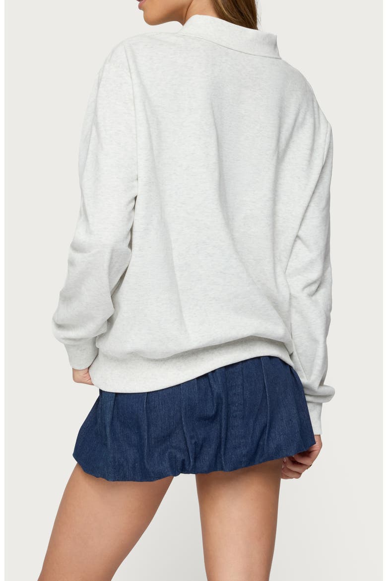 Scholar Oversize Cotton Blend Polo Sweatshirt, Alternate, color, GRAY-MELANGE