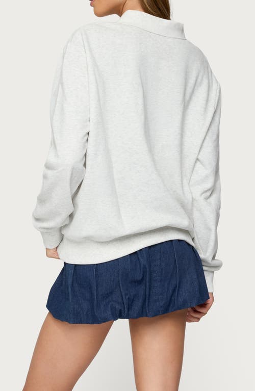 Edikted Scholar Oversize Cotton Blend Polo Sweatshirt In Gray