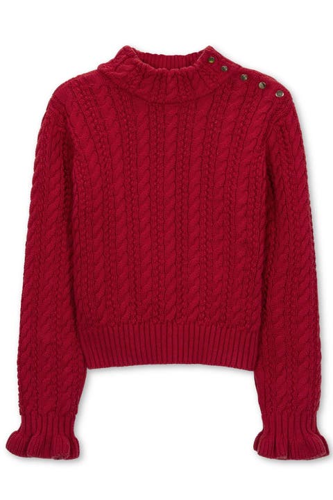 Kids' Organic Cotton Ruffle Cuff Turtleneck Sweater