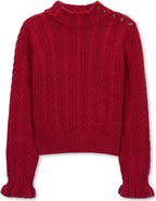 Hope & Henry Kids' Organic Cotton Ruffle Cuff Turtleneck Sweater