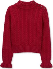 Hope & Henry Kids' Organic Cotton Ruffle Cuff Turtleneck Sweater