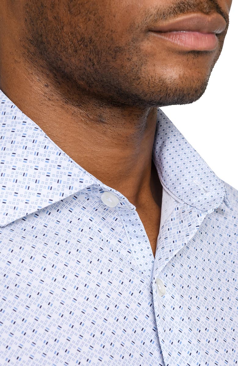 W.R.K Slim Fit Duo Geo Print Performance Dress Shirt, Alternate, color, White/ Blue