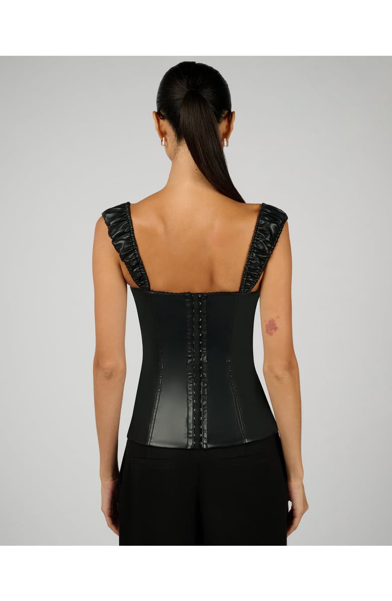 WeWoreWhat Wide Strap Ruched Cup Corset, Alternate, color, Black