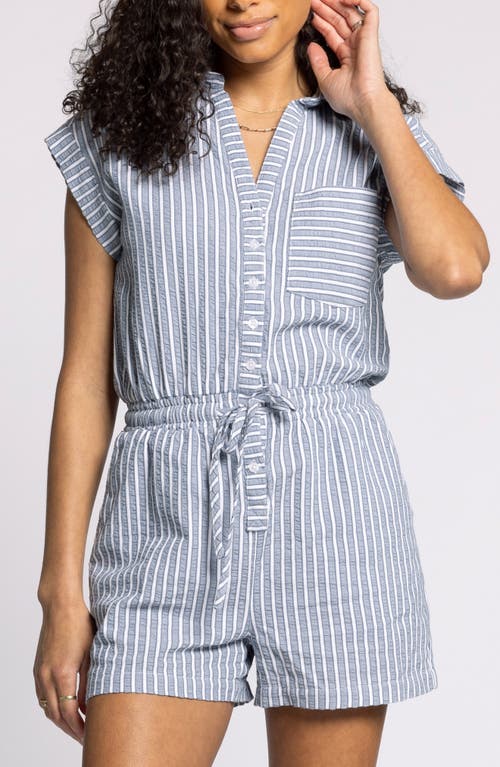 Thread & Supply Marina Stripe Cotton Romper In Gray