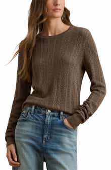 Lauren Ralph Lauren Pointelle Stitch Cotton Blend Sweater