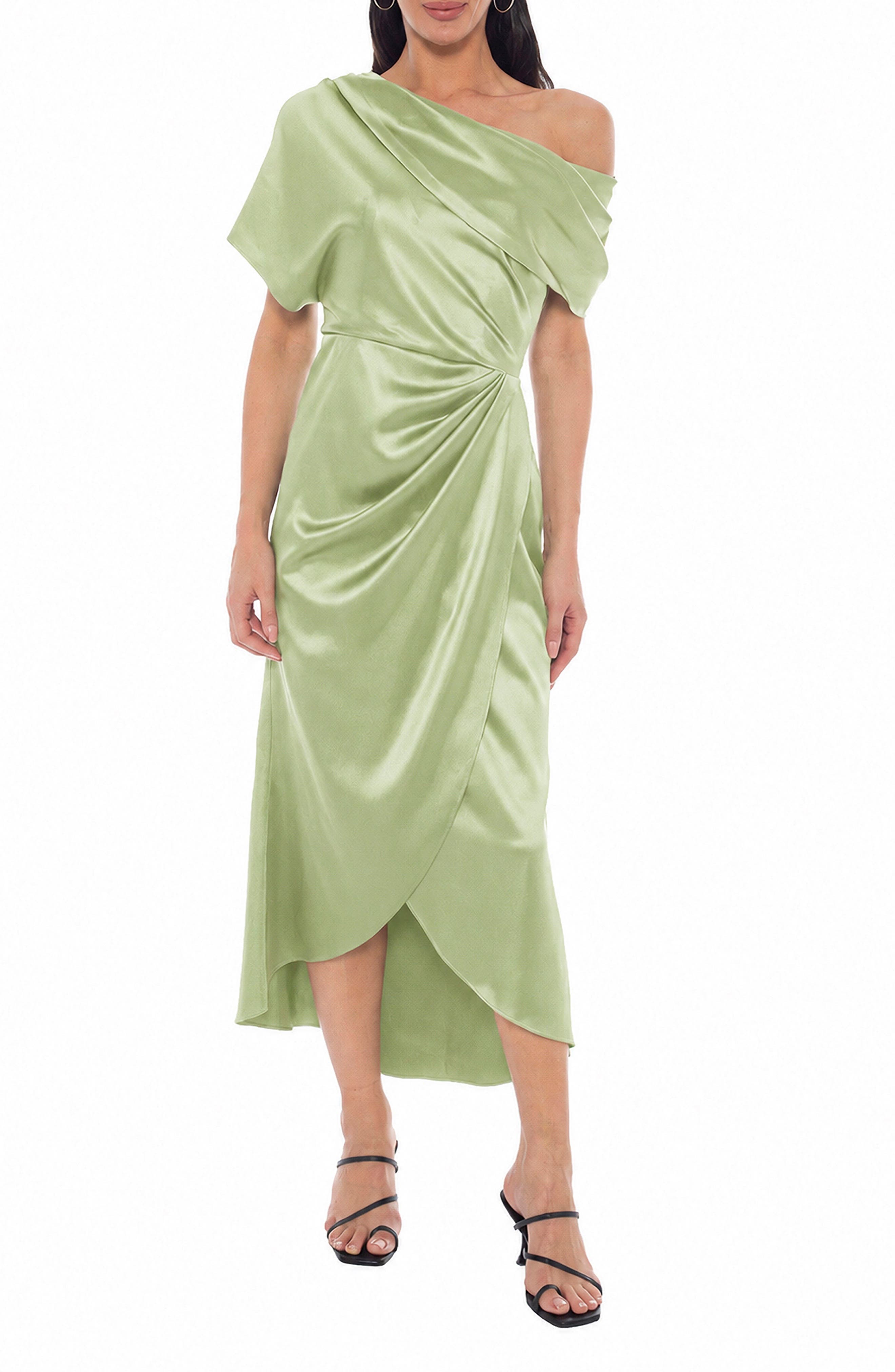 Twill Stretch Satin One-Shoulder Gown