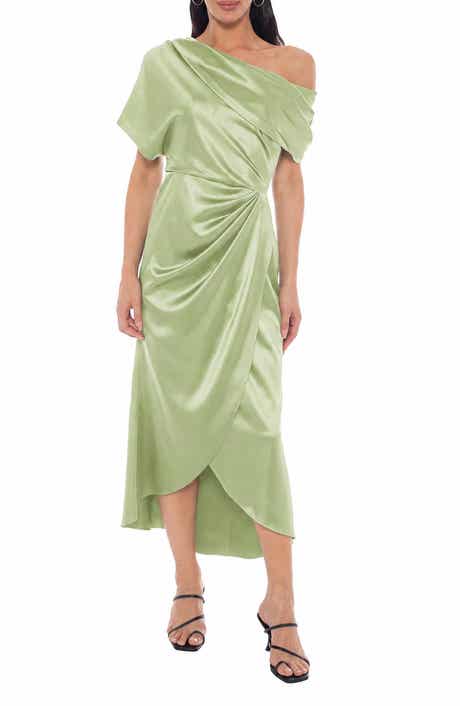 Twill Stretch Satin One-Shoulder Gown