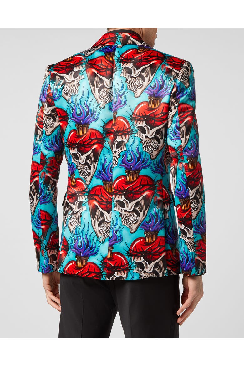Satin Blazer Lord Fit Love Tattoo Men, Alternate, color, turquoise