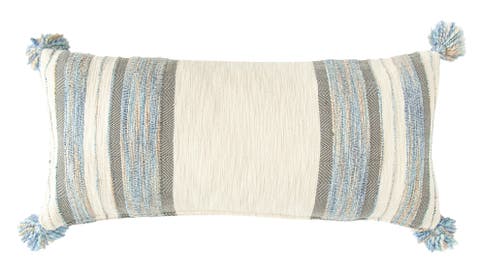 Cotton Knit Throw Pillow with Ruffle Edge, Multicolor