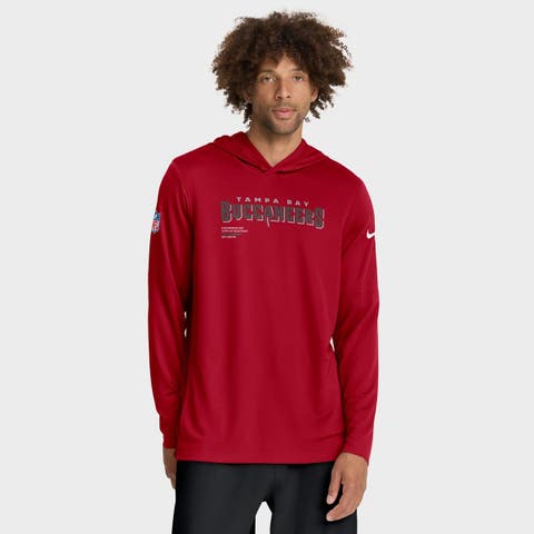 Men's Nike Red Tampa Bay Buccaneers Sideline Pure Fury Performance Long Sleeve Hoodie T-Shirt