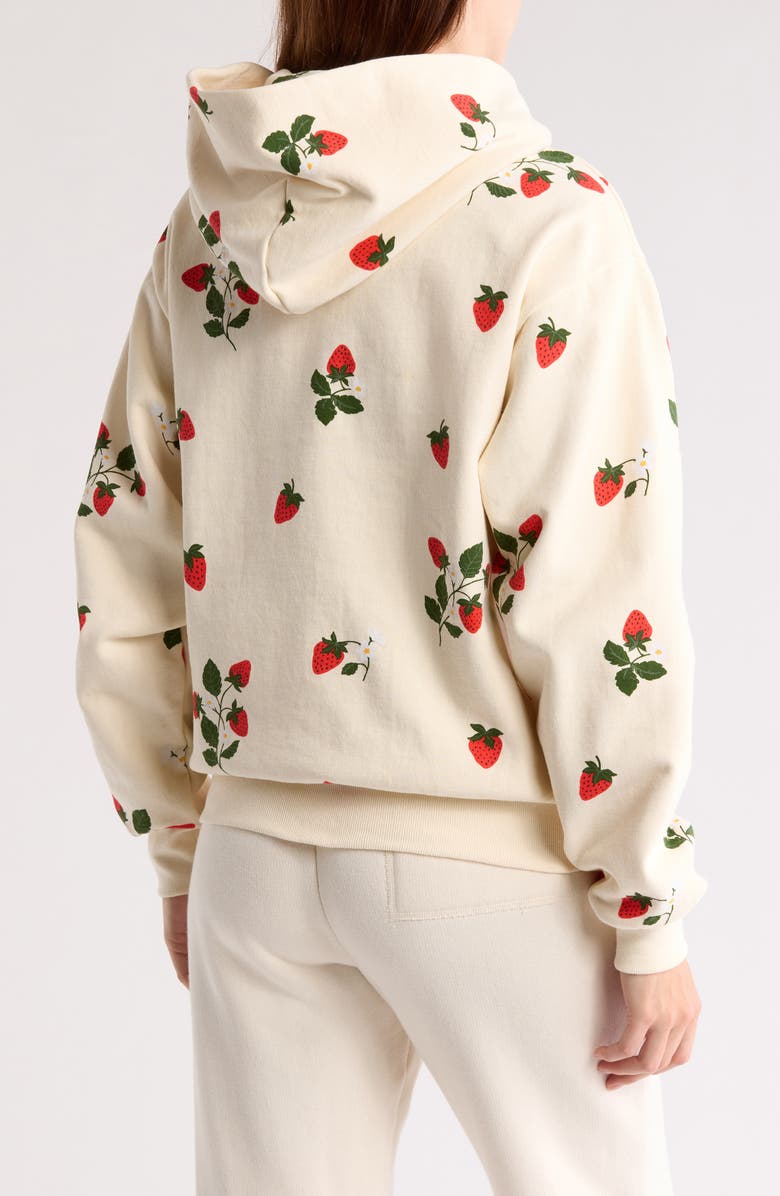 Melody Ehsani Strawberry Print Cotton Hoodie, Alternate, color, Buttercream