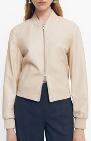 MANGO Leather Bomber Jacket