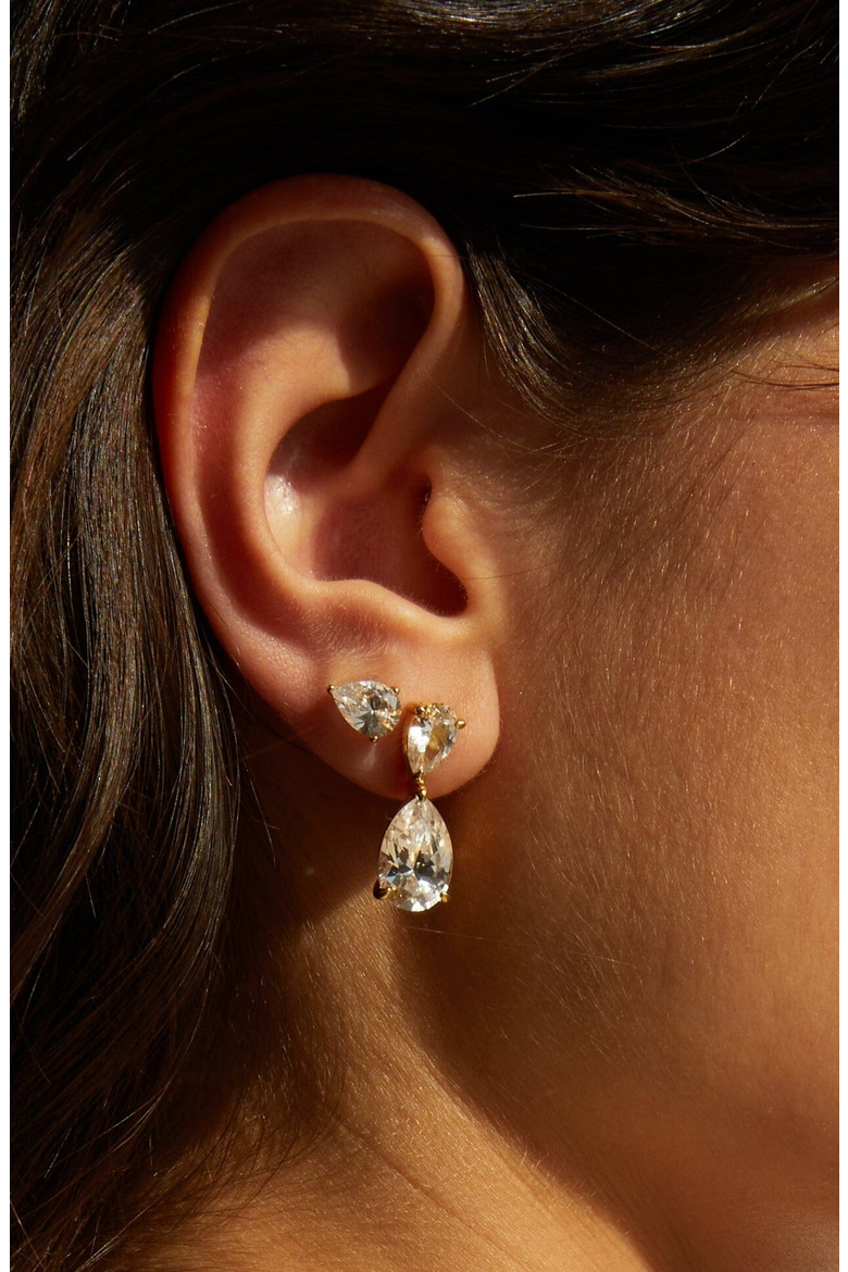 Lab Grown Sapphire Pear Drop Earrings, Alternate, color, Yellow Vermeil