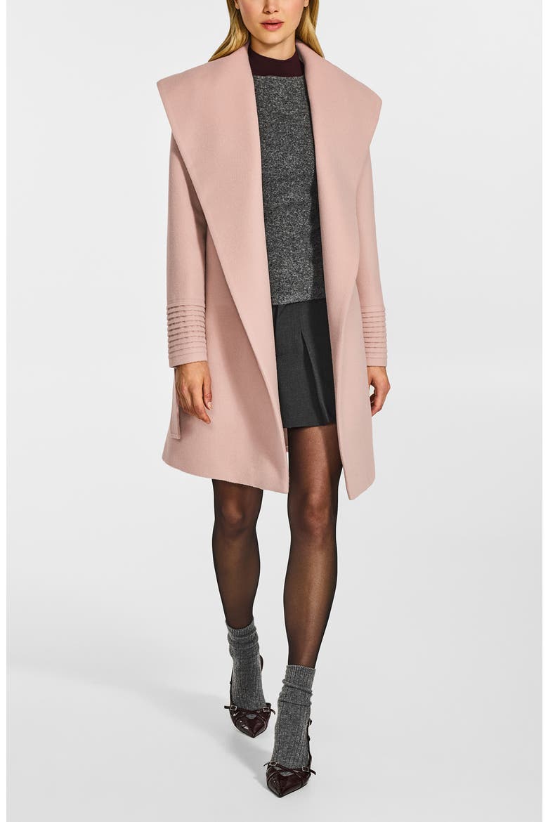 Shawl Collar Baby Alpaca Blend Wrap Coat, Alternate, color, BLUSH PINK