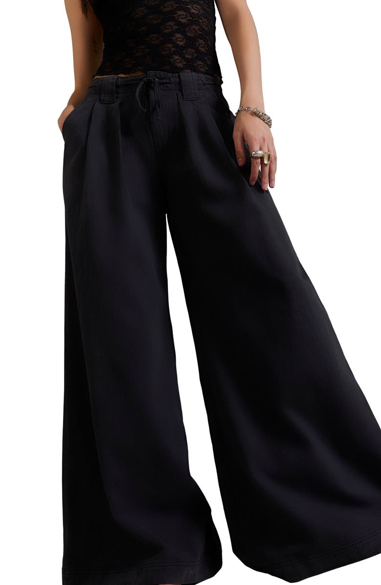 Free People Julien Wide Leg Chino Pants, Alternate, color, Washed Black