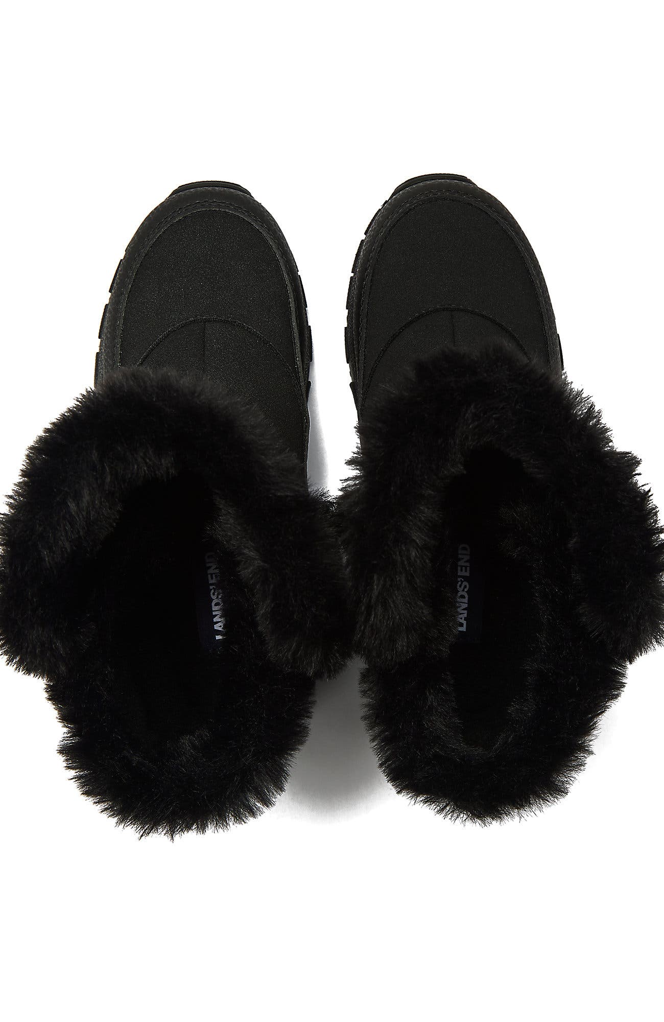 Lands' End Kids Expedition Faux Fur Waterproof Puffer Snow Boots, Alternate, color, Black