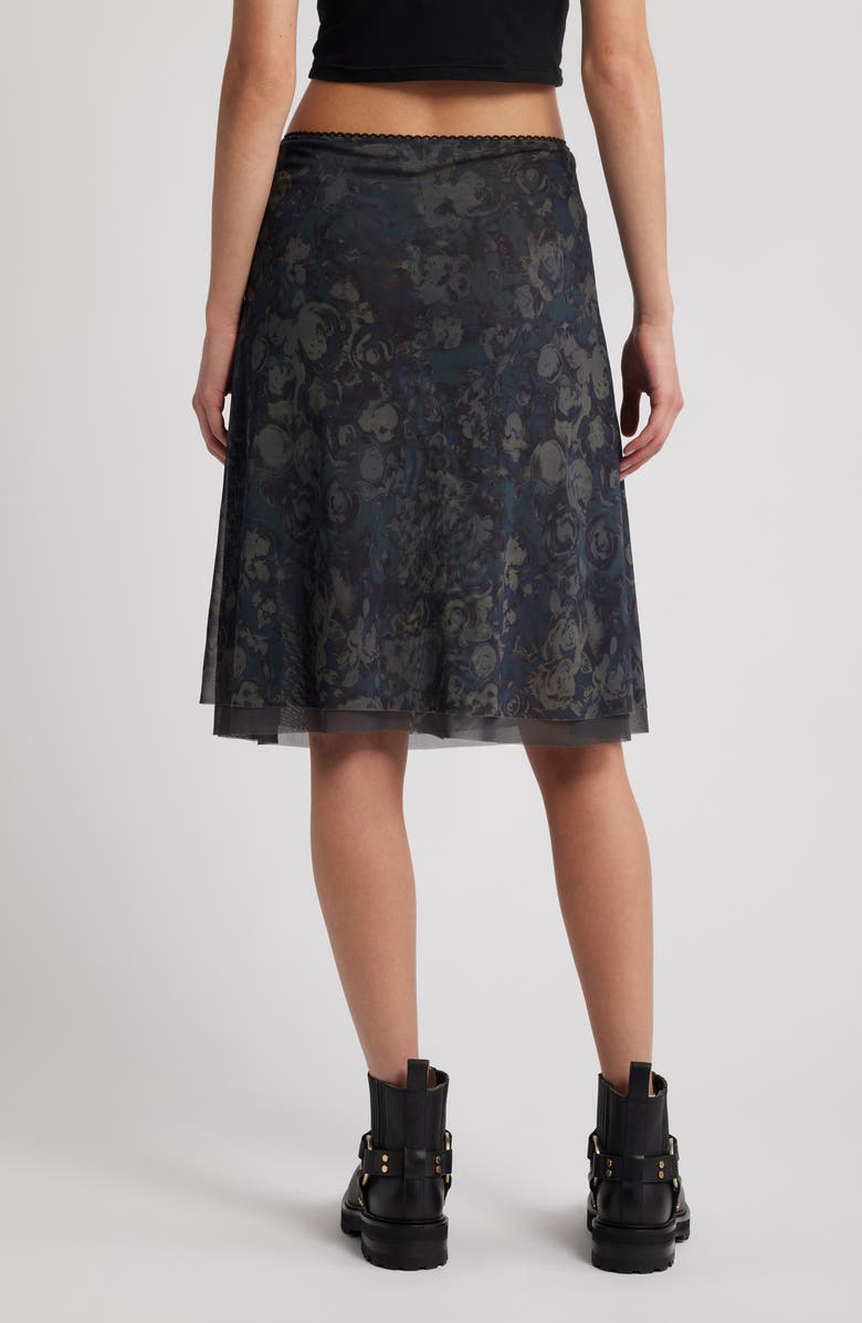 Topshop Floral Semisheer Mesh Jersey Skirt, Alternate, color,