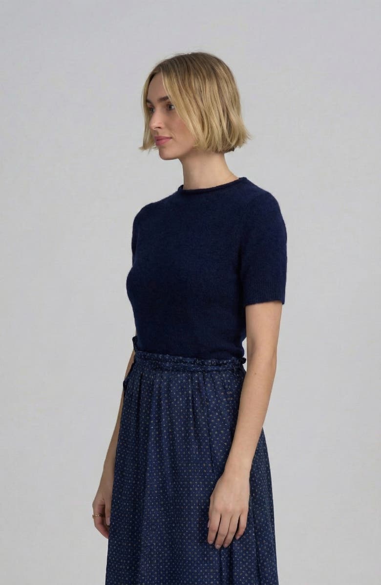 ELLE Collection Moss Yarn Shell, Alternate, color, Navy