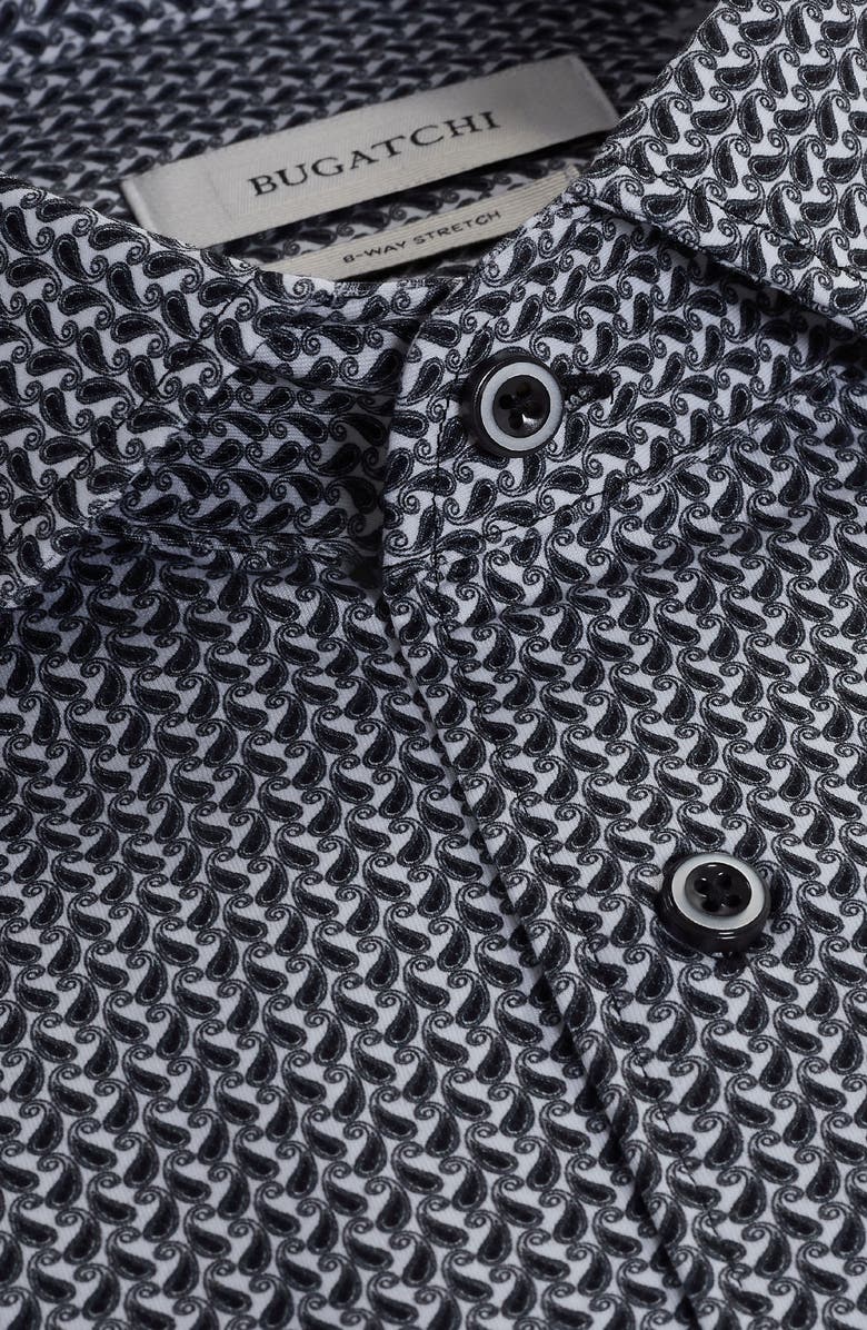 Bugatchi Devon OoohCotton<sup>®</sup> Geo Print Button-Up Shirt, Alternate, color, Black