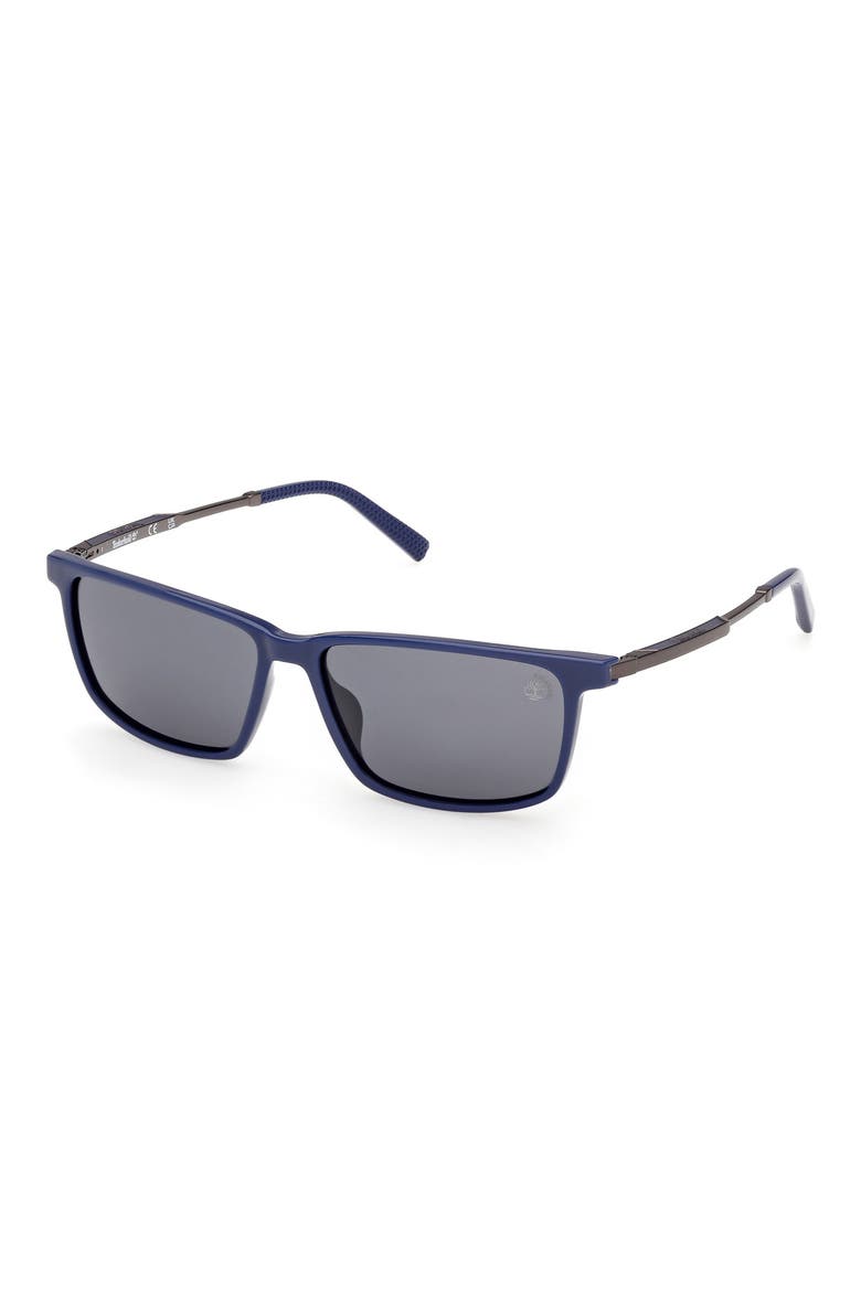 57mm Sunglasses, Alternate, color, SHINY BLUE / SMOKE POLARIZED