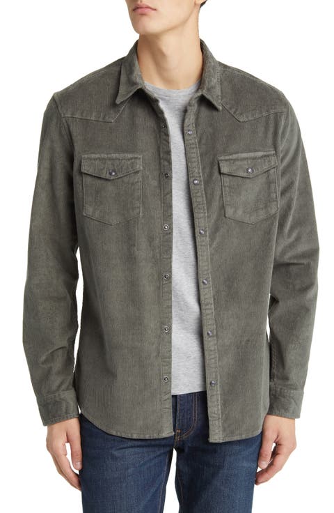 Cotton Corduroy Button-Up Western Shirt