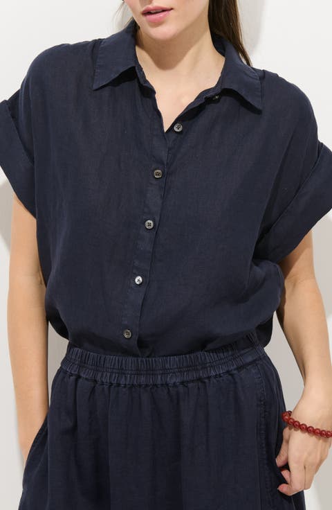 Maddie Linen Short Sleeve Button-Up Shirt