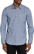 W.R.K Reworked Slim Fit Crosshatch Print Cotton Button-Up Shirt