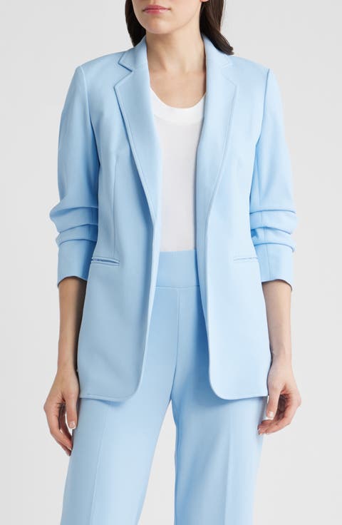 Scrunch Sleeve Open Front Jacket