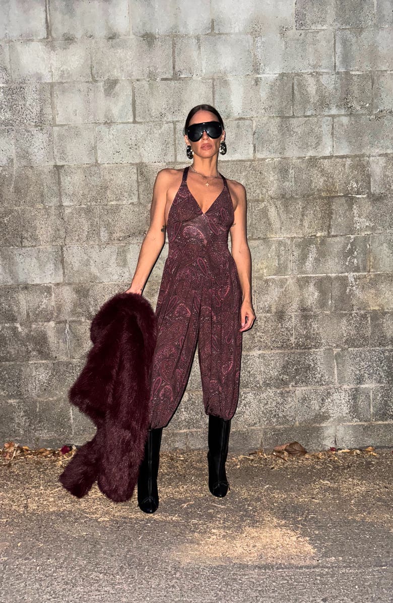 AFRM Bogart Sleeveless Wide Leg Jumpsuit, Alternate, color, Chocolate Paisley