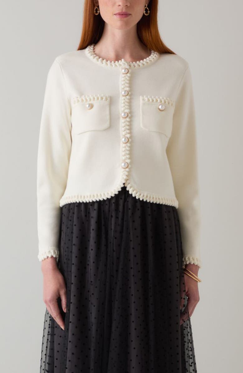 LK Bennett Norah Knit Jacket, Main, color, Cream