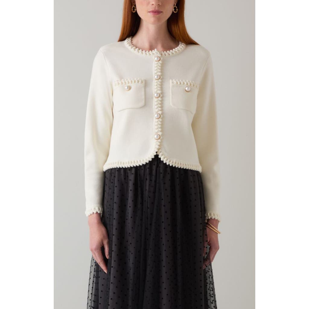Lk Bennett Norah Knit Jacket In White