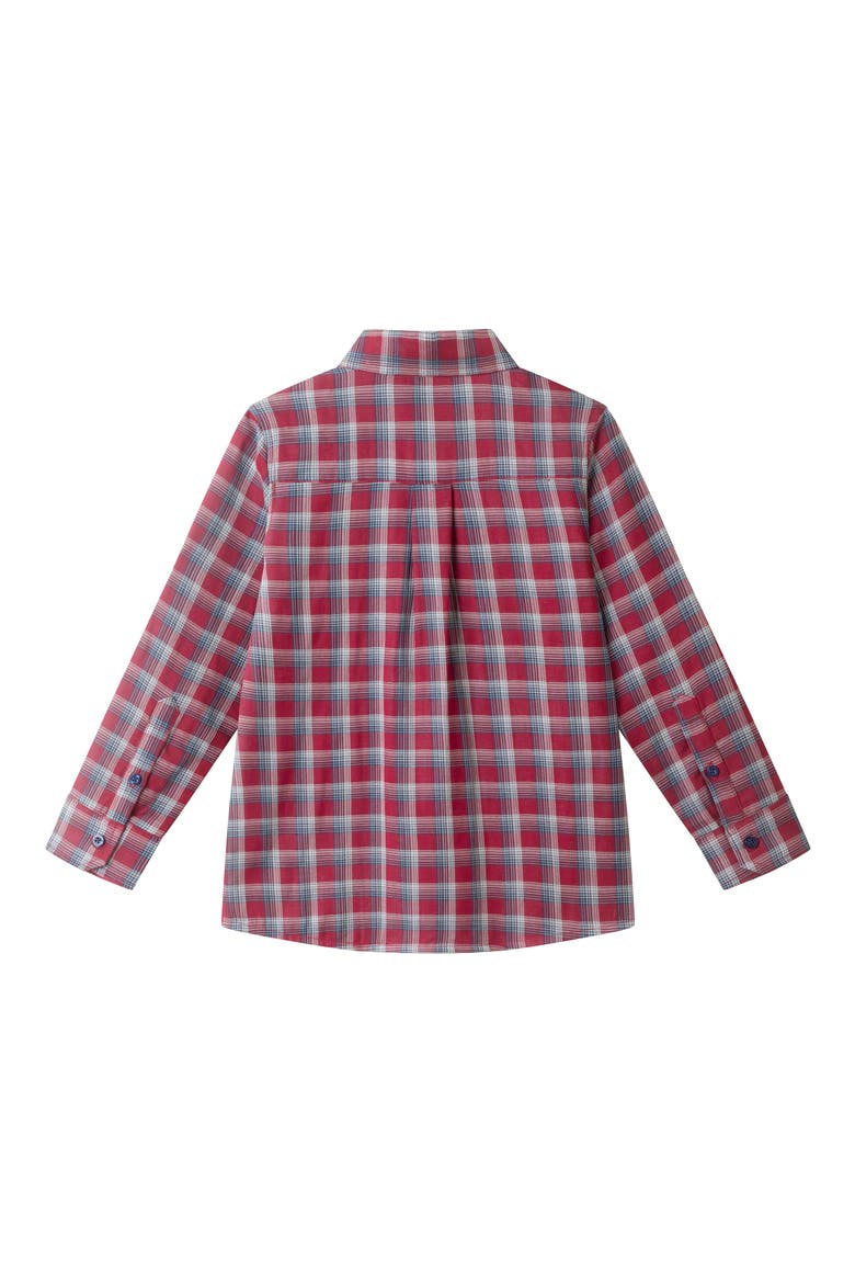 Kids' Plaid Cotton Button-Up Shirt, Alternate, color, RED