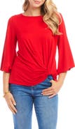 Karen Kane Flare Sleeve Twist Hem Jersey Top