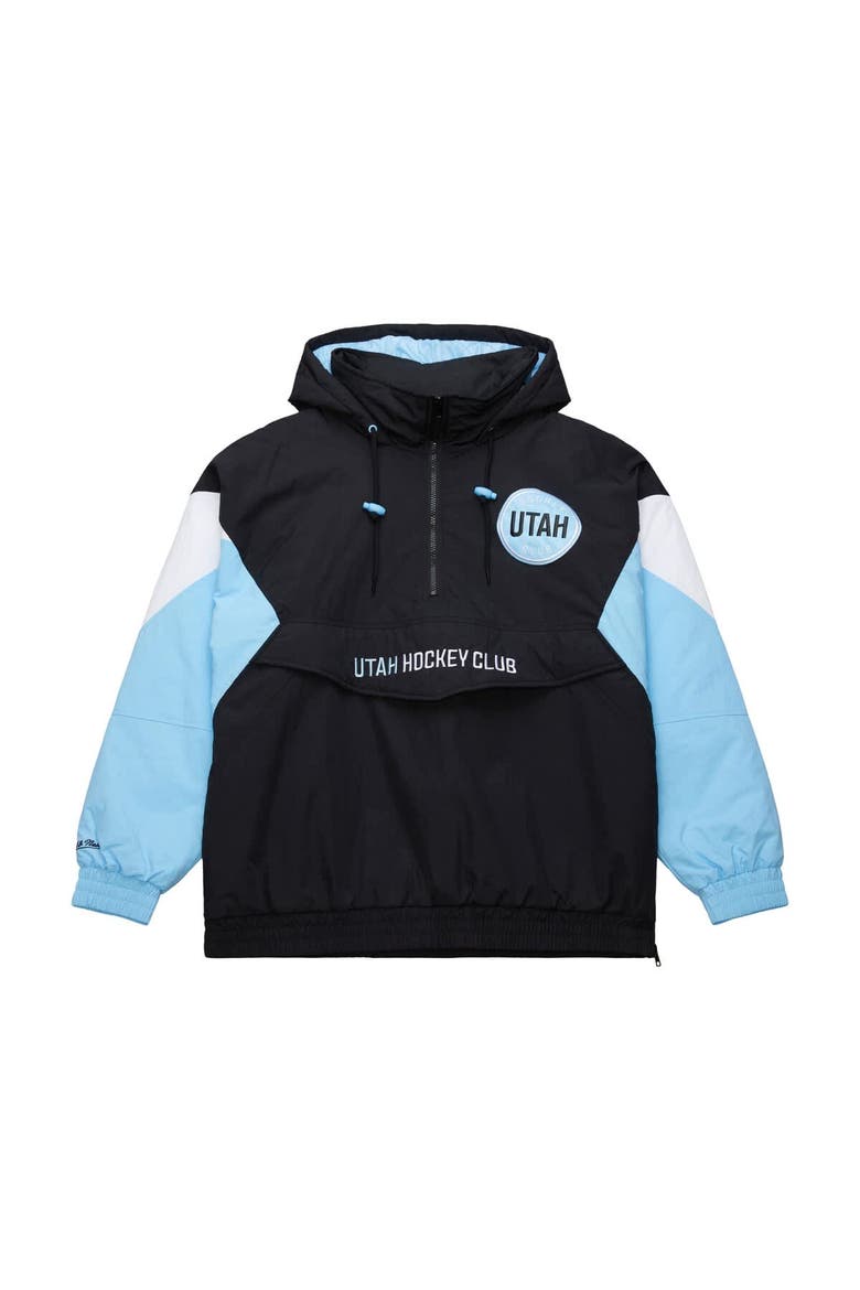 Men's Mitchell & Ness Black Utah Mammoth Retro Anorak Half-Zip Jacket, Alternate, color, Black