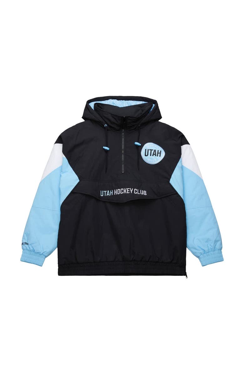 Mitchell & Ness Men's Mitchell & Ness Black Utah Mammoth Retro Anorak Half-Zip Jacket, Alternate, color, Black
