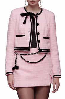 Tweed Crop Bow Trim Jacket