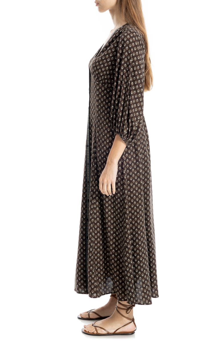 MAX STUDIO Three-Quarter Sleeve Maxi Dress, Alternate, color, Rust Copper/ Brown