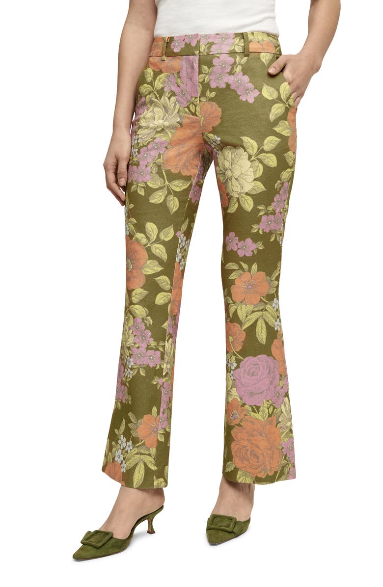 Isaac Mizrahi New York Floral High Waist Bootcut Pants, Main, color, 