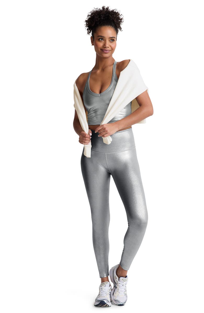 Beyond Yoga On the Up Crop Tank, Alternate, color, Liquid Silver