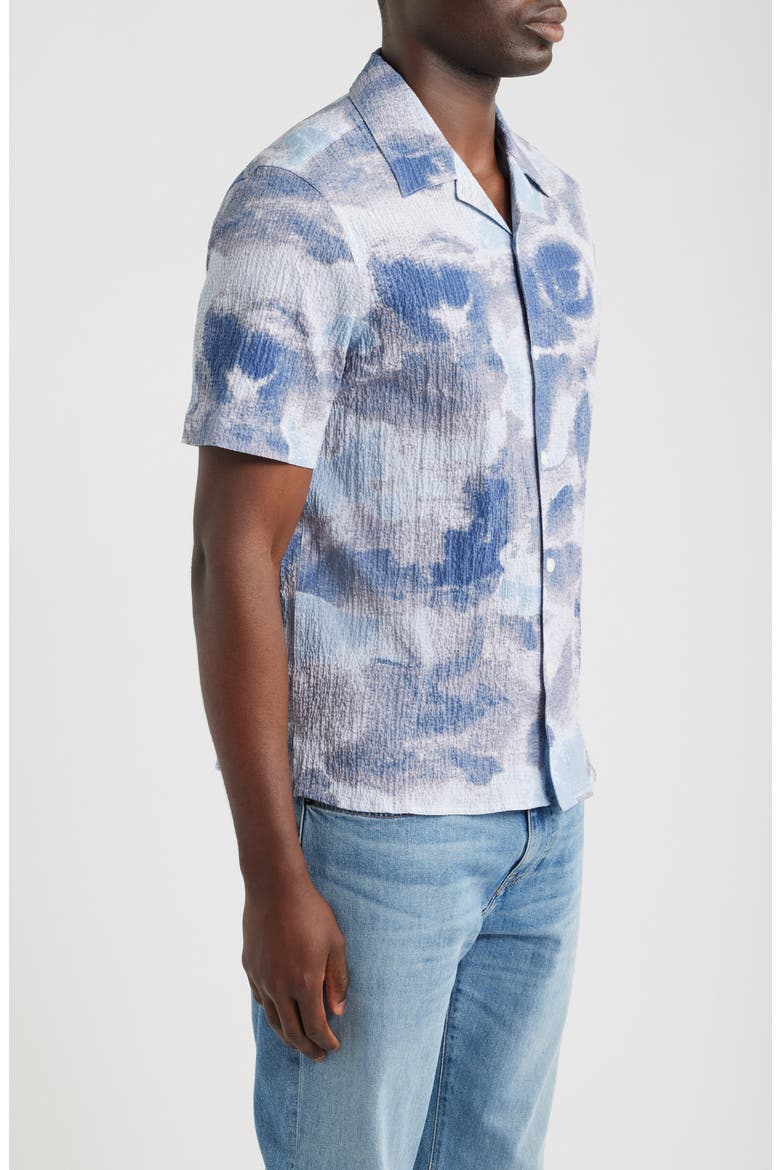 Didcot Watercolor Stretch Cotton Button-Up Shirt, Alternate, color, BLUE