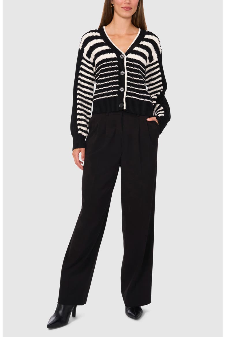Variegated Stripe Cotton Blend Cardigan, Alternate, color, RICH BLACK STRIPES