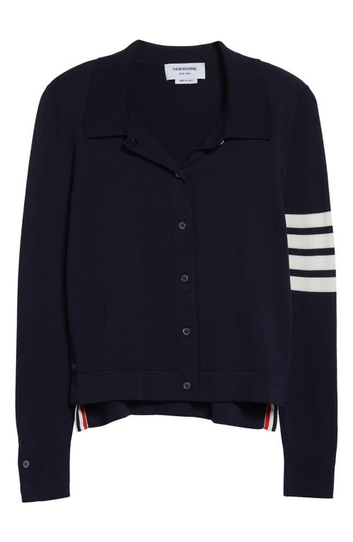 Thom Browne 4-bar Jersey Stitch Cardigan In Navy