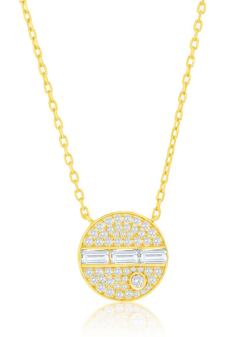 CZ Circle Pendant Necklace, Main, color, GOLD