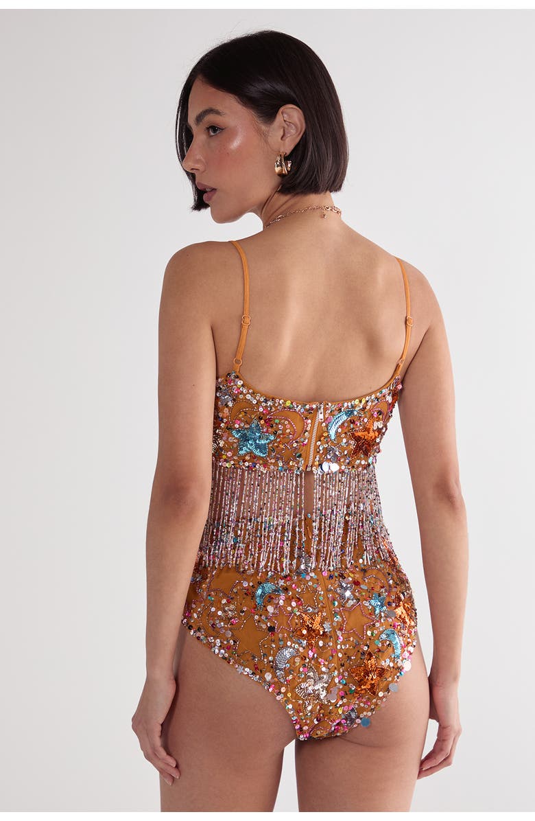 NASTY GAL Star Embellished Tassel Booty Shorts, Alternate, color, Orange